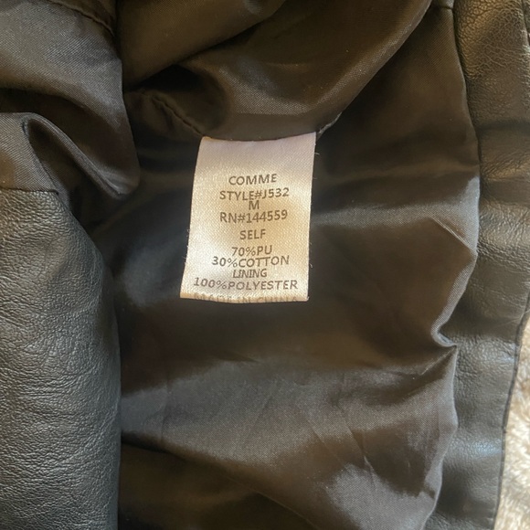 Comme USA Black Faux Leather Moto Jacket Biker Street M - Picture 7 of 7